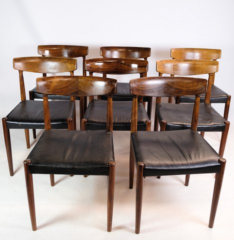 Set of 8 dining chairs, model 343, Knud Færch, Slagelse furniture factory, 1960
Great condition

