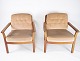 A set of armchairs - Polished wood - Cushions in velor - Danish design - 1960