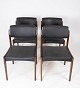 Set of four dining room chairs - Black cover - Dark Wood - Danish design - 1960