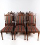 Set of six dining room chairs of oak and upholstered with striped fabric, from 
around 1920.
5000m2 showroom.