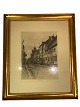 Print with motif of a street in Copenhagen with gilded frame, from around the 
1930s. 
5000m2 showroom.
Great condition
